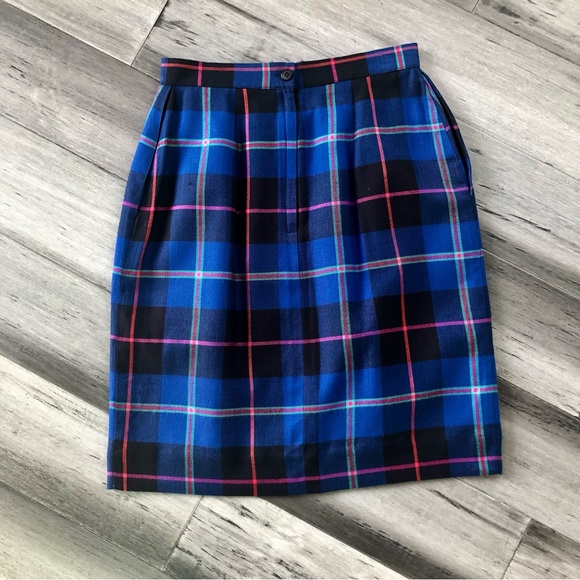 Vintage 1980s-90s That’s Me High Rise Plaid Fitted Mini Skirt Pencil Skirt - Picture 5 of 11